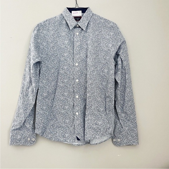 Untuckit Men's Paisley Button Down Shirt L Blue Long Sleeve Cotton Preppy - Picture 1 of 8